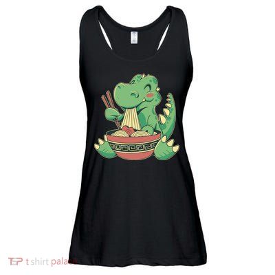 Baby Trex Eating Ramen Noodles Ladies Essential Flowy Tank