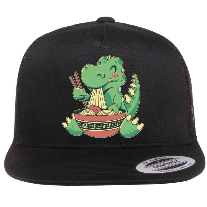 Baby Trex Eating Ramen Noodles Flatbill Hat