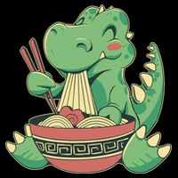 Baby Trex Eating Ramen Noodles Flatbill Hat