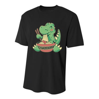 Baby Trex Eating Ramen Noodles Youth Performance Sprint T-Shirt