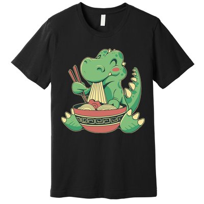 Baby Trex Eating Ramen Noodles Premium T-Shirt
