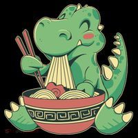 Baby Trex Eating Ramen Noodles Premium T-Shirt