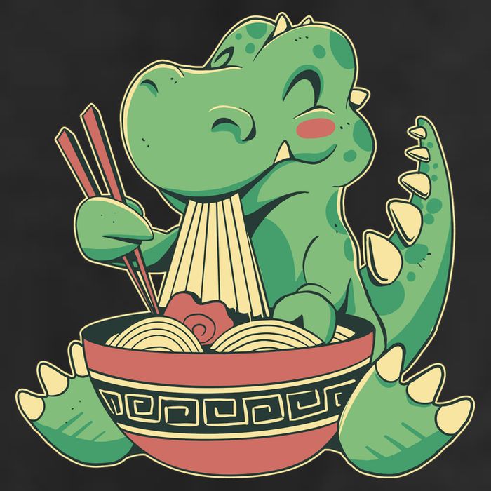 Baby Trex Eating Ramen Noodles Trucker Hat