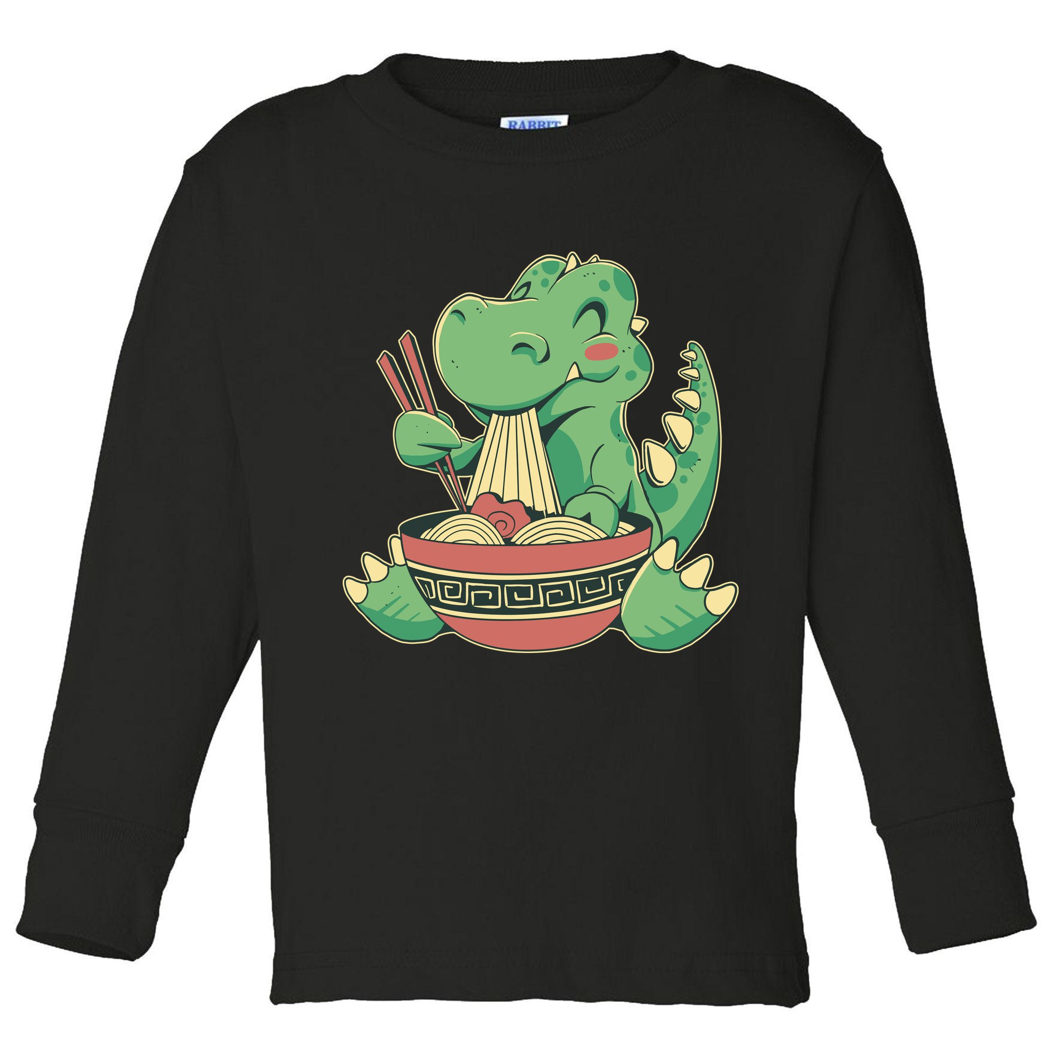 Baby Trex Eating Ramen Noodles Toddler Long Sleeve Shirt