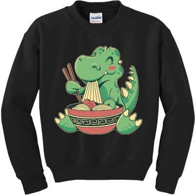 Baby Trex Eating Ramen Noodles Kids Sweatshirt