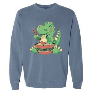 Baby Trex Eating Ramen Noodles Garment-Dyed Sweatshirt