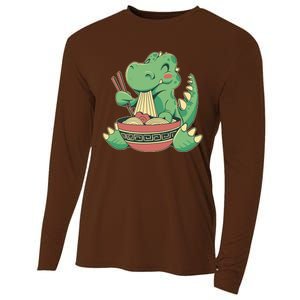 Baby Trex Eating Ramen Noodles Cooling Performance Long Sleeve Crew