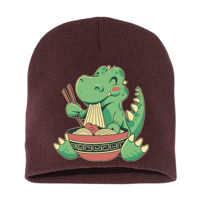 Baby Trex Eating Ramen Noodles Short Acrylic Beanie