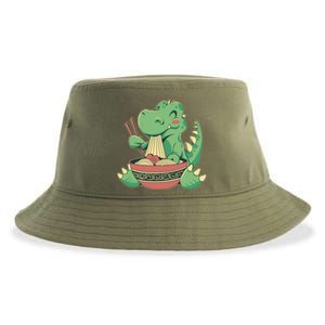 Baby Trex Eating Ramen Noodles Sustainable Bucket Hat