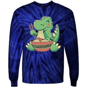 Baby Trex Eating Ramen Noodles Tie-Dye Long Sleeve Shirt