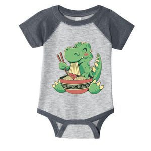 Baby Trex Eating Ramen Noodles Infant Baby Jersey Bodysuit