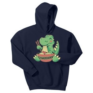 Baby Trex Eating Ramen Noodles Kids Hoodie