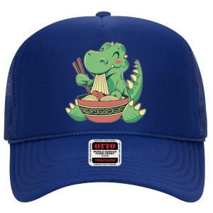 Baby Trex Eating Ramen Noodles High Crown Mesh Back Trucker Hat