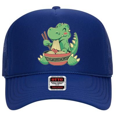 Baby Trex Eating Ramen Noodles High Crown Mesh Back Trucker Hat