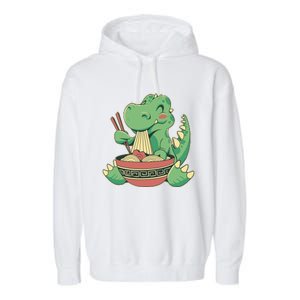 Baby Trex Eating Ramen Noodles Garment-Dyed Fleece Hoodie