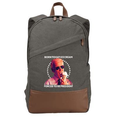Born To Eat Ice Cream Forced To Be President Cotton Canvas Backpack