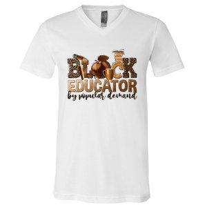 Black Teacher Educator African American Professor Ta School V-Neck T-Shirt