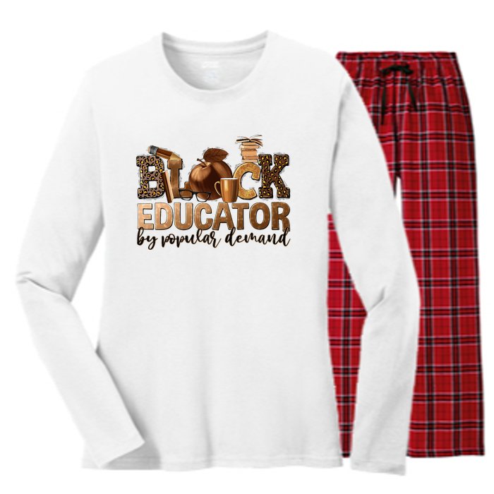 Black Teacher Educator African American Professor Ta School Women's Long Sleeve Flannel Pajama Set 