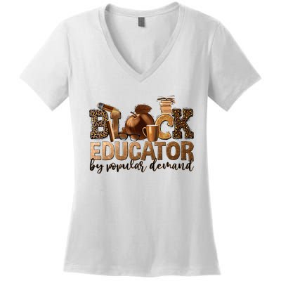 Black Teacher Educator African American Professor Ta School Women's V-Neck T-Shirt