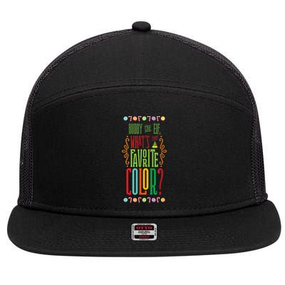 Buddy The Elf, What's Your Favorite Color? 7 Panel Mesh Trucker Snapback Hat