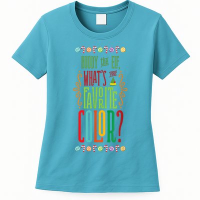 Buddy The Elf, What's Your Favorite Color? Womens T-Shirt