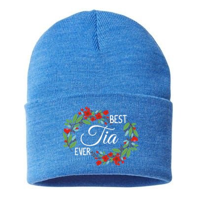 Best Tia Ever Cute Auntie Appreciation Flowers Cute Gift Sustainable Knit Beanie