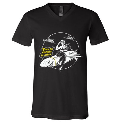 Burn The Enemies To Ashes V-Neck T-Shirt