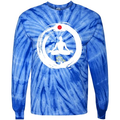 Bonsai Tree Enso Circle Zen Buddhist Japan Flag Meditation Gift Tie-Dye Long Sleeve Shirt