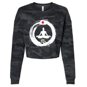 Bonsai Tree Enso Circle Zen Buddhist Japan Flag Meditation Cool Gift Cropped Pullover Crew