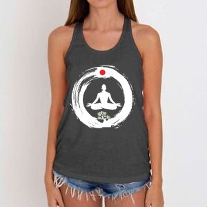 Bonsai Tree Enso Circle Zen Buddhist Japan Flag Meditation Cool Gift Women's Knotted Racerback Tank