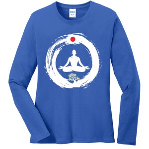 Bonsai Tree Enso Circle Zen Buddhist Japan Flag Meditation Cool Gift Ladies Long Sleeve Shirt