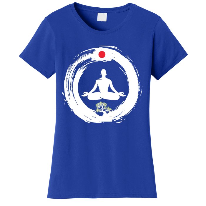 Bonsai Tree Enso Circle Zen Buddhist Japan Flag Meditation Cool Gift Women's T-Shirt