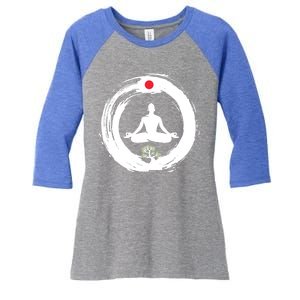 Bonsai Tree Enso Circle Zen Buddhist Japan Flag Meditation Cool Gift Women's Tri-Blend 3/4-Sleeve Raglan Shirt