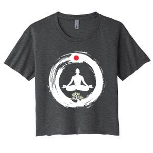 Bonsai Tree Enso Circle Zen Buddhist Japan Flag Meditation Cool Gift Women's Crop Top Tee