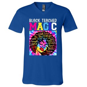 Black Teacher Educator Magic Africa Black History Juneteenth Funny Gift V-Neck T-Shirt