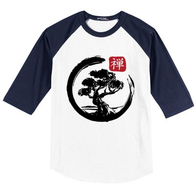 Bonsai Tree Enso Circle Japanese Zen Yoga Buddhism Aesthetic Gift Baseball Sleeve Shirt