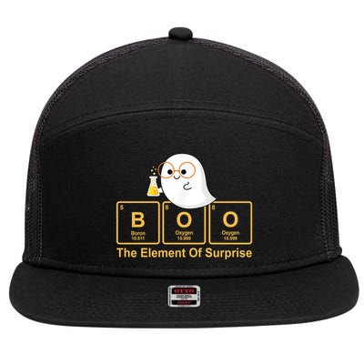 Boo The Element Of Surprise Ghost Chemist Halloween 7 Panel Mesh Trucker Snapback Hat