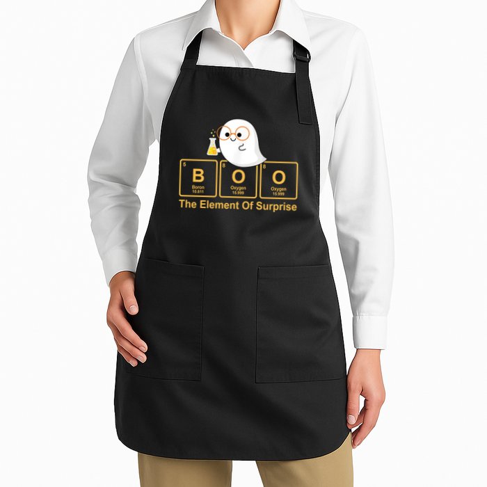 Boo The Element Of Surprise Ghost Chemist Halloween Full-Length Apron With Pockets