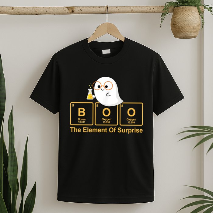 Boo The Element Of Surprise Ghost Chemist Halloween T-Shirt