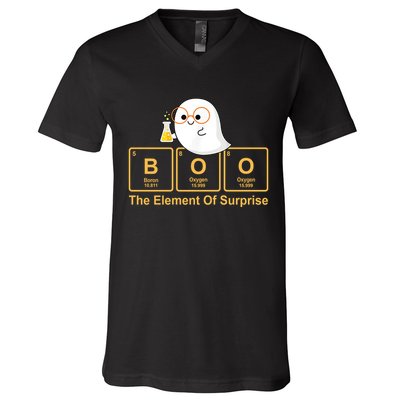 Boo The Element Of Surprise Ghost Chemist Halloween V-Neck T-Shirt