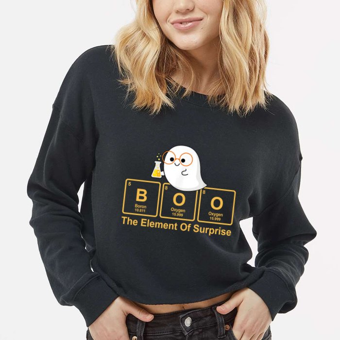 Boo The Element Of Surprise Ghost Chemist Halloween Cropped Pullover Crew