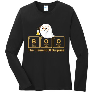 Boo The Element Of Surprise Ghost Chemist Halloween Ladies Long Sleeve Shirt