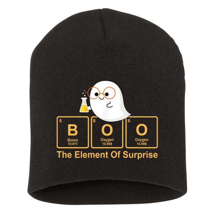 Boo The Element Of Surprise Ghost Chemist Halloween Short Acrylic Beanie