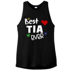 Best Tia Ever Gift Auntie Gift Ladies PosiCharge Tri-Blend Wicking Tank