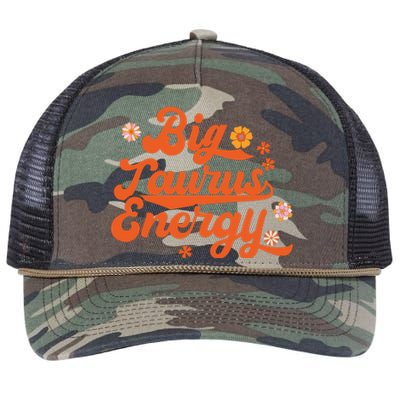 Big Taurus Energy Groovy Zodiac Sign Astrology Horoscope Retro Rope Trucker Hat Cap