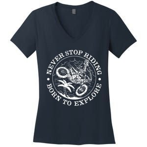 Borns To Explore Motorcycle Women's V-Neck T-Shirt