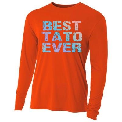 Best Tato Ever Dad Ukraine Distressed Gift Cooling Performance Long Sleeve Crew