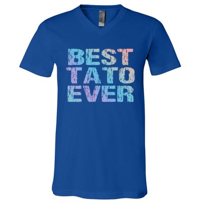 Best Tato Ever Dad Ukraine Distressed Gift V-Neck T-Shirt