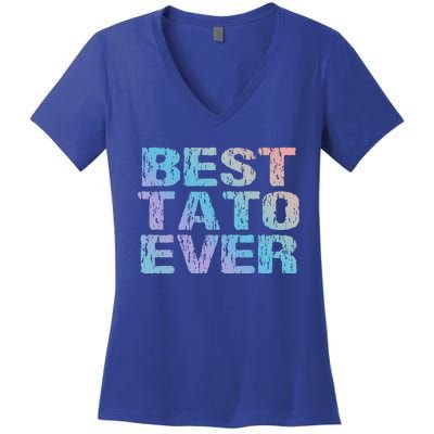 Best Tato Ever Dad Ukraine Distressed Gift Women's V-Neck T-Shirt