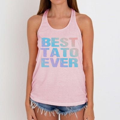 Best Tato Ever Dad Ukraine Distressed Gift Women's Knotted Racerback Tank